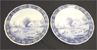 Two large Delft style blue & white chargers