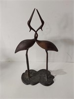 Vintage Brass Entwined Cranes Figure India U15A