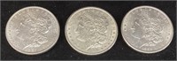 (3) 1887, 1888 & 1889 P-MINT MORGAN SILVER DOLLARS