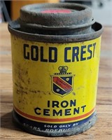 GOLD CREST IRON CEMENT FULL TIN CAN