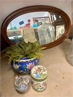 Oval Mirror 24" oriental planters bowls