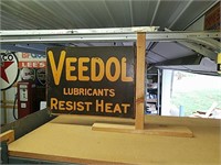 Vintage Veedol lubricant two sided sign. Measures