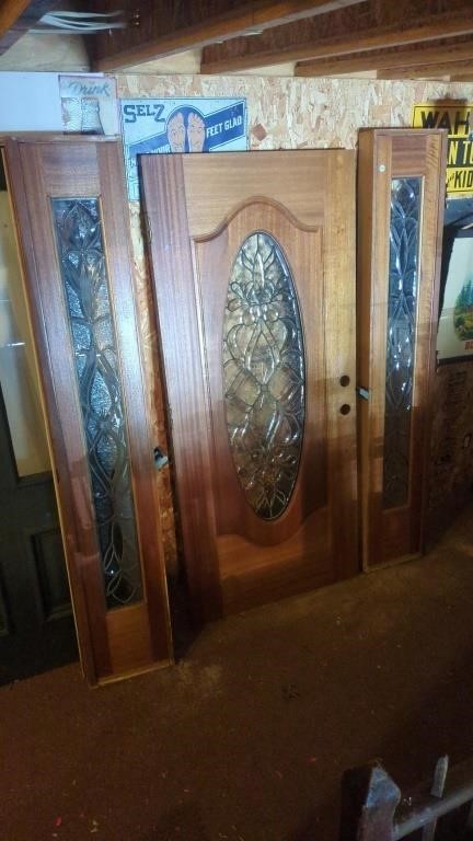 Beveled Leaded Glass Solid Door