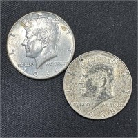 (2) 1968-D Kennedy Silver Half Dollars