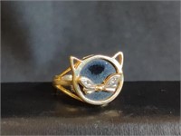 14 KT GOLD LADIES CAT RING, SIZE 5.5