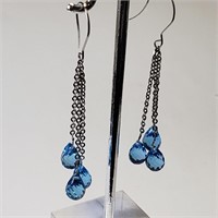 $1200 14K  Blue Topaz Earrings