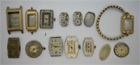 14 pcs. Antique Lady's Watch Movements & Parts