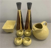 Vintage Yellow McCoy Art Deco Pottery group