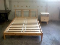 Ikea wood bed frame and nightstand