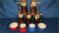 5 Brown Drip Glazed Mugs