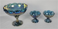 Indiana Carnival Glass Bowl & Candle Holders