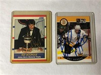 2 Ray Bourque Autographed Hockey Cards