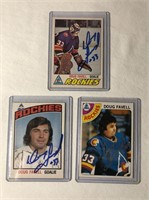 3 Doug Favell Autographed Hockey Cards