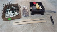 BOX OF EXTENSION CORDS- TIE HOLDER- PAINTING