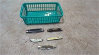 BASKET OF POCKET KNIVES