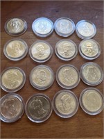 16 presidential dollar coins In cases, one