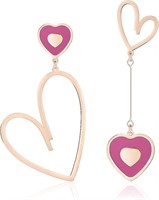 Gold-pl. Fusha Asymmetrical Heart Motif Earrings