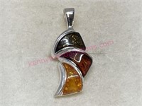 New sterling silver Baltic Amber pendant (3.8g)