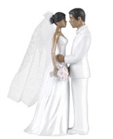 Aftican American Bride and Groom Cake Topper - 4ct