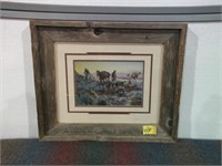 "PAYING THE FIDDLER" FRAMED C.M. RUSSELL PRINT
