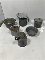 6pc Grey Graniteware Miniature Collection - Lidded