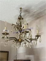 1 HANGING LIGHT W/ CRYSTALS, WALL HANGING, CANDLE,