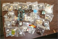 Lot 33 bags of Costume Jewelry, bracelets, pins ec