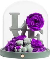Forever Preserved Roses in Glass Dome, Purple