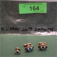 VINTAGE U.S. ARMY 26TH INFANTRY CUFF LINKS & PIN