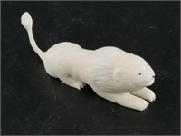 Roger Silook II rare lion carved from walrus ivory