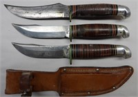 3 Vintage Western Fixed Blade Knives
