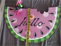 Large hand painted watermelon hello wall decor