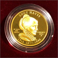 2011-W $10 Lucy Hayes Gold Coin 1/2Oz PR