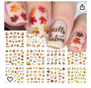 Autumn Nail Stickers Maple Leaf Water Transfer
