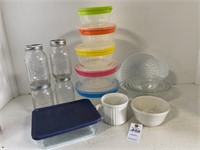 Mixing Bowls, Pyrex Storage, Ball Quart Jars