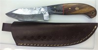 Real Damascus steel knife with sheath