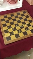 Wooden chess, checkers game board with felt
