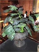 Bronze Ornate Large Planter w/  Faux plant.
