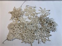 Vintage Handmade Snow Flake Ornaments-Huge pile