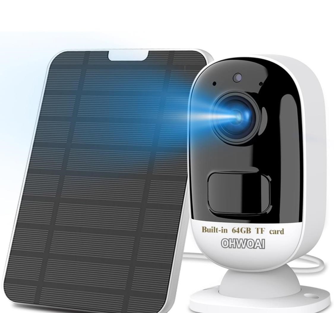 Wire free solar powered security camera