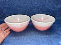 (2) Vtg pink & white 6in bowls
