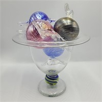 Art Glass Compote & Candy Swirls
