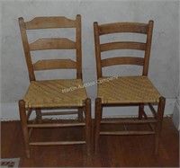 (K) Mismatched Pair of Ladder Back Chairs
