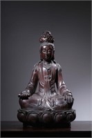 Republican Chinese Zitan Wood Carved Guanyin