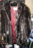 Vtg Saxton Hall Faux Fur Coat USA Size L