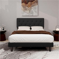 alazyhome Upholstered Platform Full Size Bed Frame