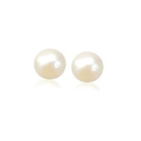14k Gold Cultured White Pearl Stud Earrings 7.0mm