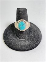 Sterling Turquoise Ring 7 Gr Size 9 (Adjustable)