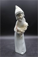 Lladro Porcelain Girl with Rooster Figurine