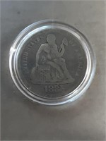 1885 silver dime